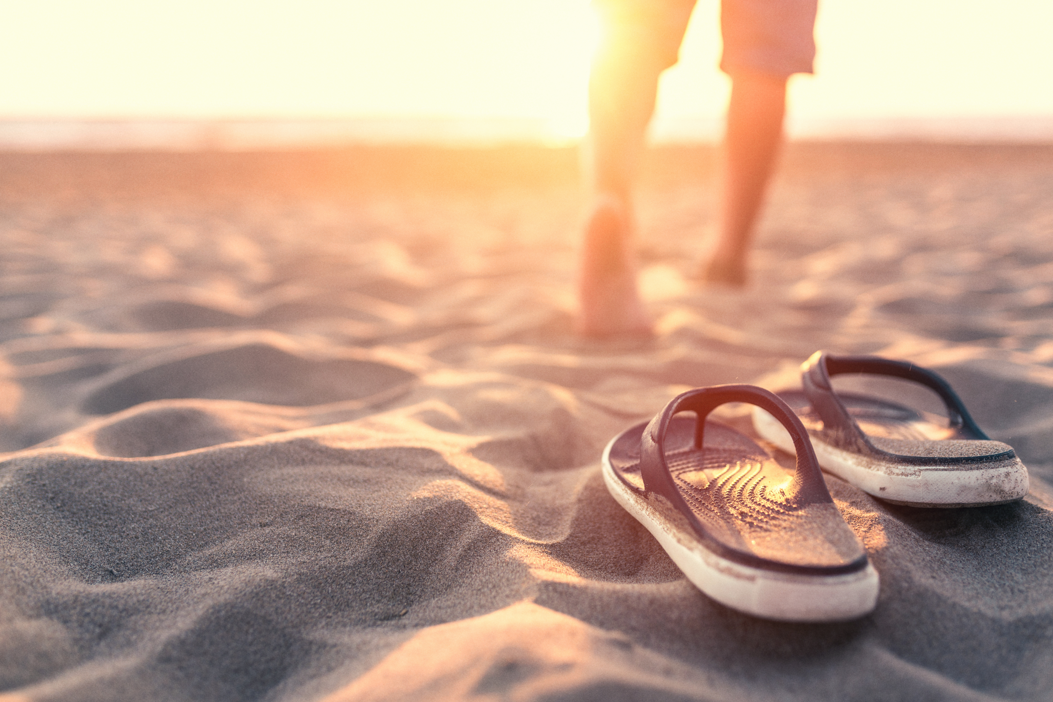 Beach flip flops sunset